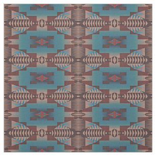 Red Brown Teal Blue Grönt Eclectic Ethnic look Tyg