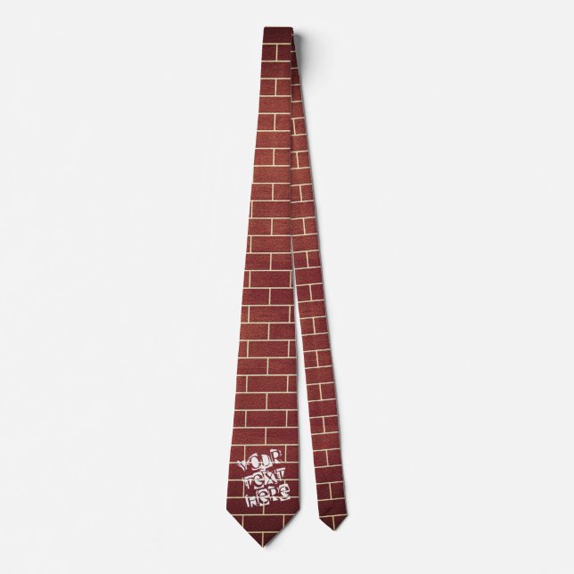 Red Brown Wall Neck Tie - Anpassningsbar Text Slips (Framsida)