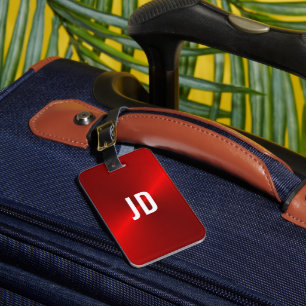 Red Brushed Metallic Monogram Initial Luggage Tag Bagagebricka