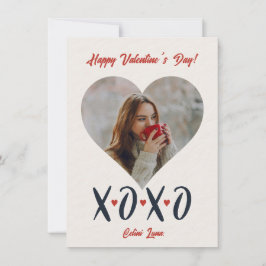 Red Brushstroke XOXO Valentine Day Photo Julkort