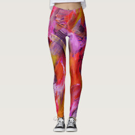 Red Brushstrokes Leggings