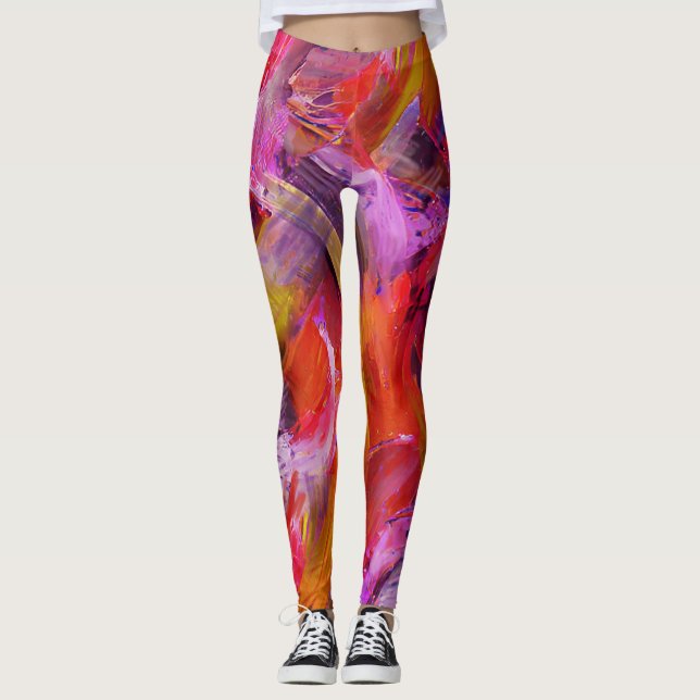 Red Brushstrokes Leggings (Framsida)