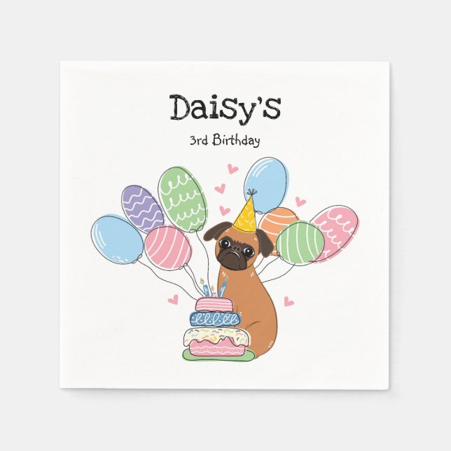 Red Brussels Griffon Birthday Papper Pappersservett (Framsidan)