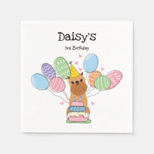 Red Brussels Griffon Birthday Papper Pappersservett