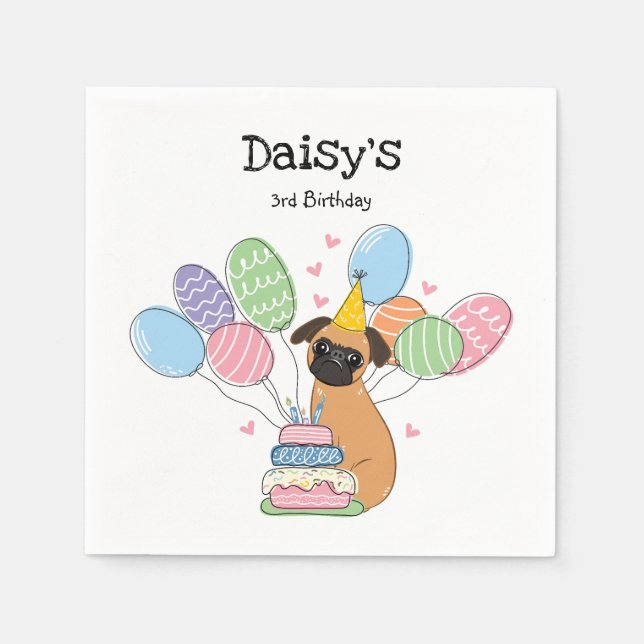 Red Brussels Griffon Birthday Papper Pappersservett (Framsidan)