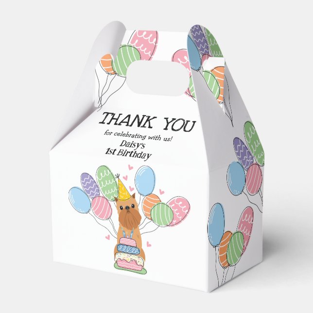 Red Brussels Griffon Cropping Öron Födelsedagsfest Presentaskar (Framsidan Sidan)