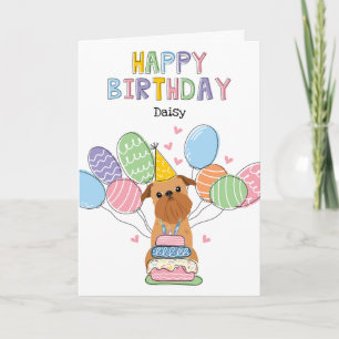 Red Brussels Griffon Hund Birthday Card Kort