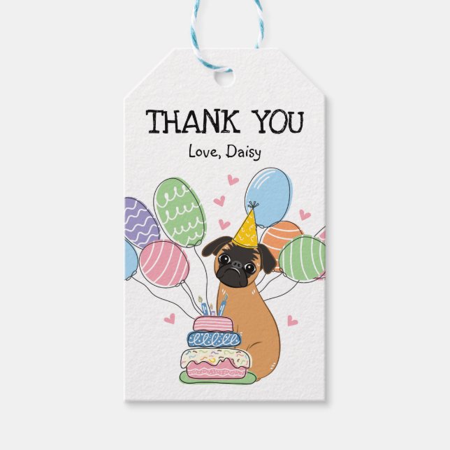 Red Brussels Griffon Hund Birthday Favor Presentetikett (Framsidan)