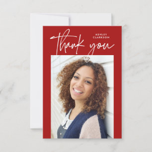 Red Budget Modern Calligraphy Photo Studenten Tack Kort