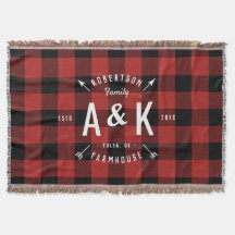 Red Buffalo Check and Farmhouse Arrow Monogram