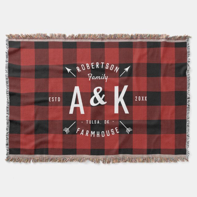 Red Buffalo Check and Farmhouse Arrow Monogram Filt (Framsidan)