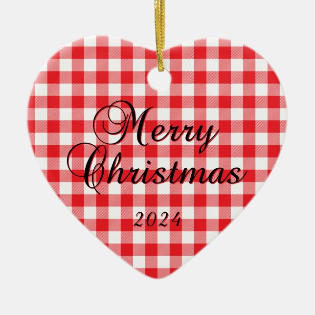 Red Buffalo Check God jul par Photo Julgransprydnad Keramik (Framsidan)