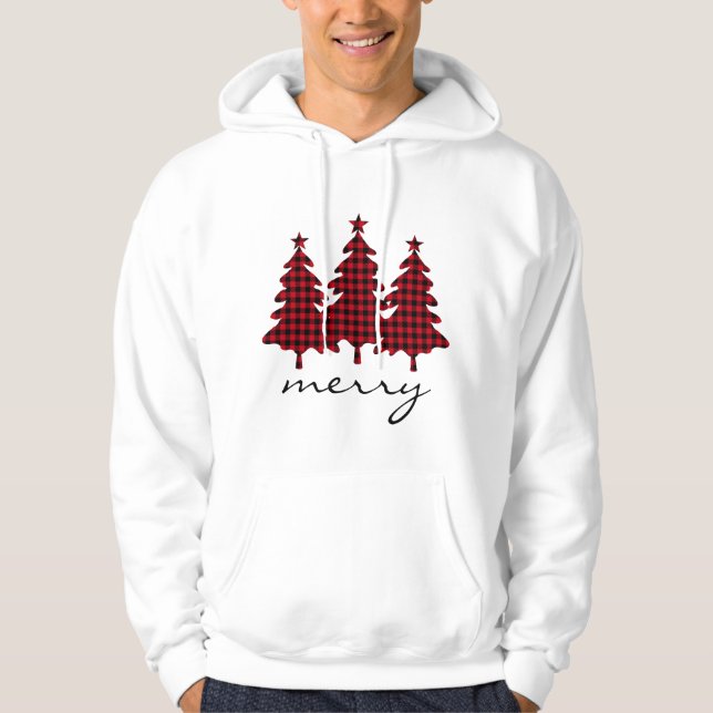 Red Buffalo Check Gräs Träd Hoodie (Framsida)