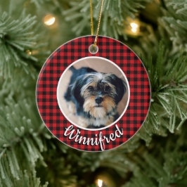 Red Buffalo Check Personlig Pet Photo jul Julgransprydnad Keramik