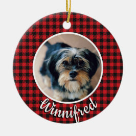 Red Buffalo Check Personlig Pet Photo jul Julgransprydnad Keramik