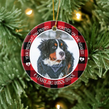 Red Buffalo Check Pet Photo Memorial Porcelain