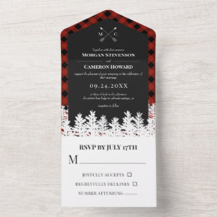 Red Buffalo Check Rustic Arrow Monogram Bröllop