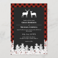 Red Buffalo Check Rustic Hjort Buck Doe Bröllop