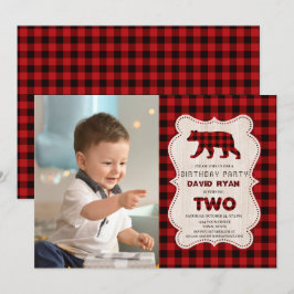 Red Buffalo Lumberjack Photo 2:a födelsedagen Part Inbjudningar