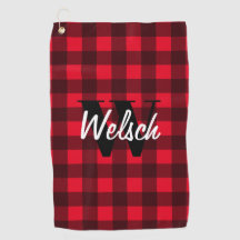Red buffalo plaid anpassningsbar monogram golf tow