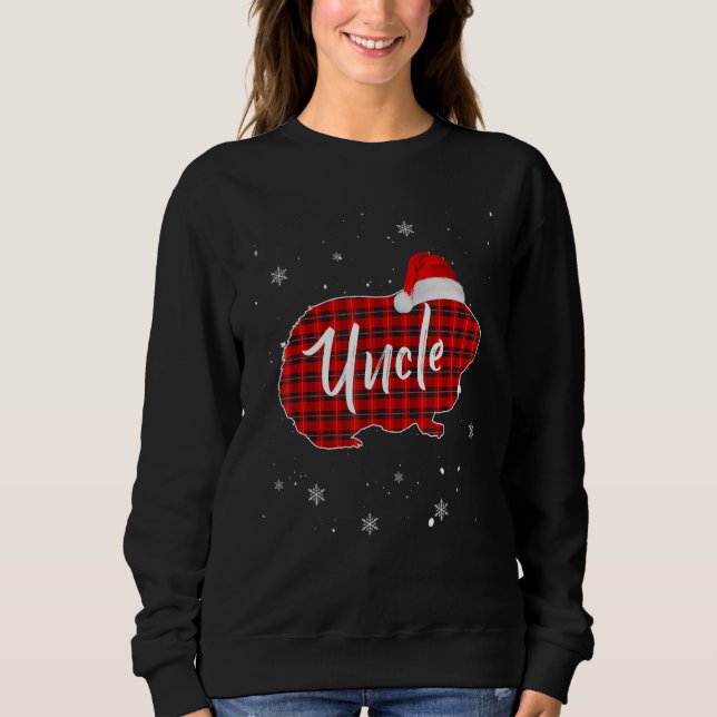 Red Buffalo Plaid Christmas Guinea Pig Uncle Xmas  T Shirt (Framsida)