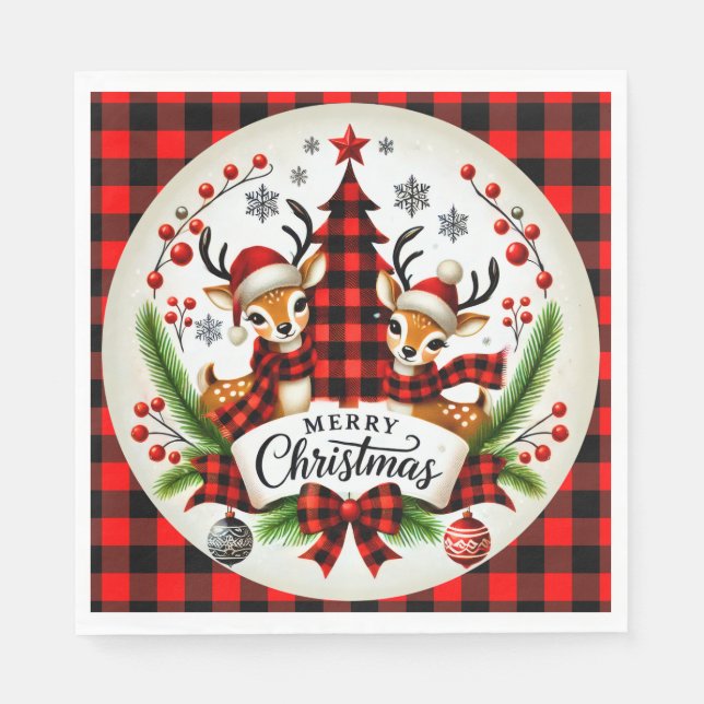 Red Buffalo Plaid Christmas Pappersservett (Framsidan)