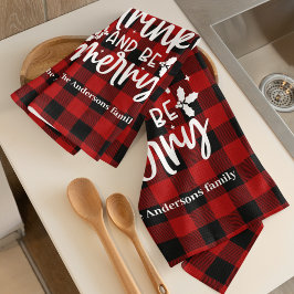 Red Buffalo Plaid “Eat, Drink & Be Merry” Kökshandduk