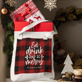 Red Buffalo Plaid “Eat, Drink & Be Merry” Tygkasse