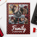 Red Buffalo Plaid Lumberjack Family Photo Collage Anteckningsbok<br><div class="desc">Ladda upp dina favoritfoton så att du får en egen unik fotogåva från personligen.</div>