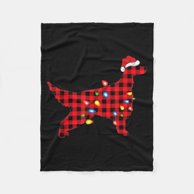 Red Buffalo Plaid Santa Irish Setter Dog Christmas Fleecefilt (Framsidan)