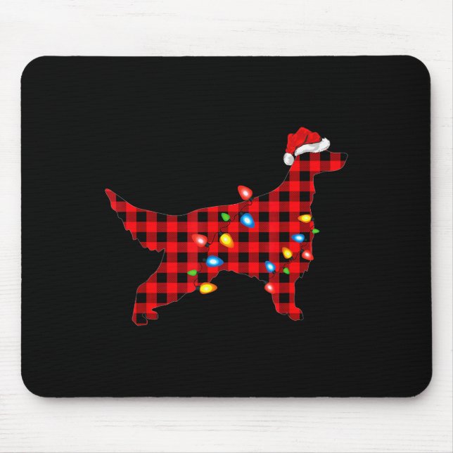 Red Buffalo Plaid Santa Irish Setter Dog Christmas Musmatta (Framsidan)