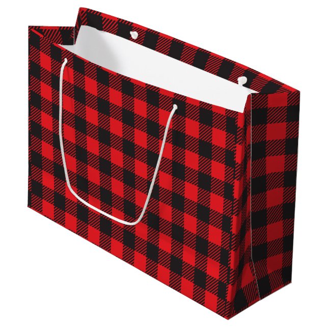 RED BUFFALO PLAID-SKRIV | Stor gift-säck (Framsidan Vinklad)