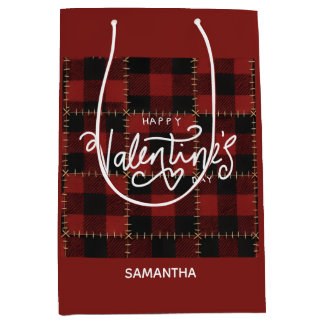 Red Buffalo Plaid Valentines Day Custom Name 