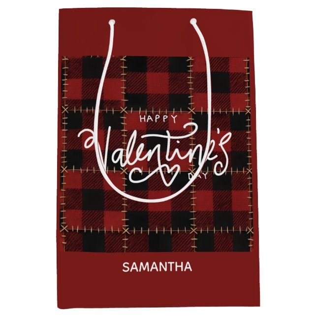Red Buffalo Plaid Valentines Day Custom Name  (Framsidan)