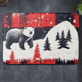 Red Buffalo Plaids Polar Bear Badrumsmatta