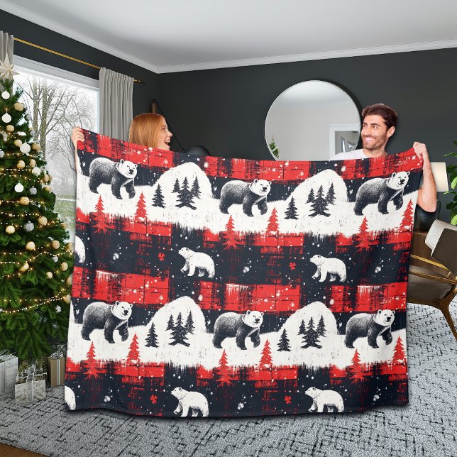 Red Buffalo Plaids Polar Bear Fleecefilt (Skapare uppladdad)