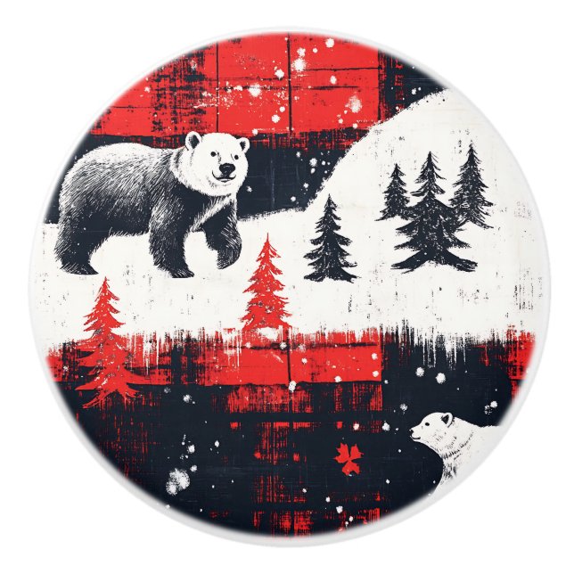 Red Buffalo Plaids Polar Bear Knopp (Framsidan)