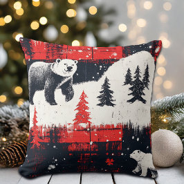 Red Buffalo Plaids Polar Bear Kudde