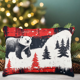 Red Buffalo Plaids Polar Bear Prydnadskudde