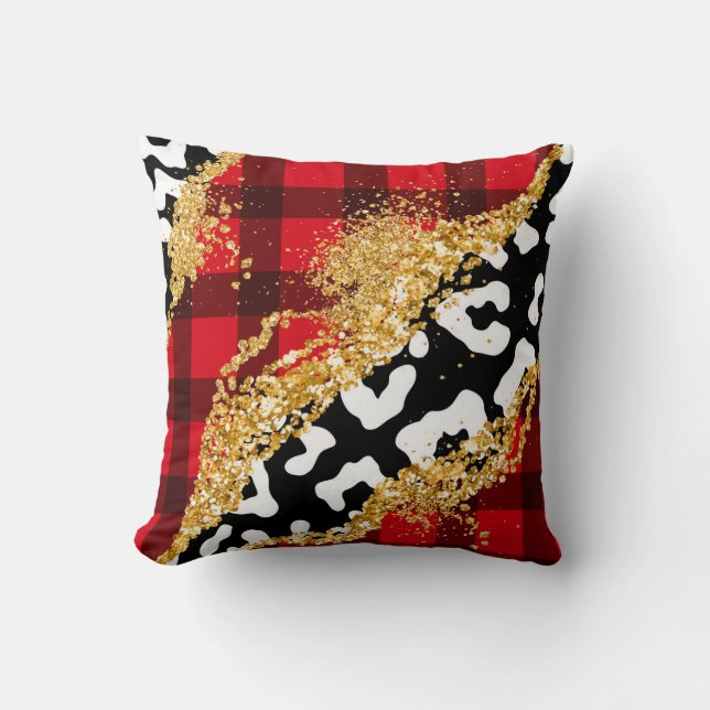 Red Buffalo Plain med Guld Glitter Dekorativ kudde (Framsida)