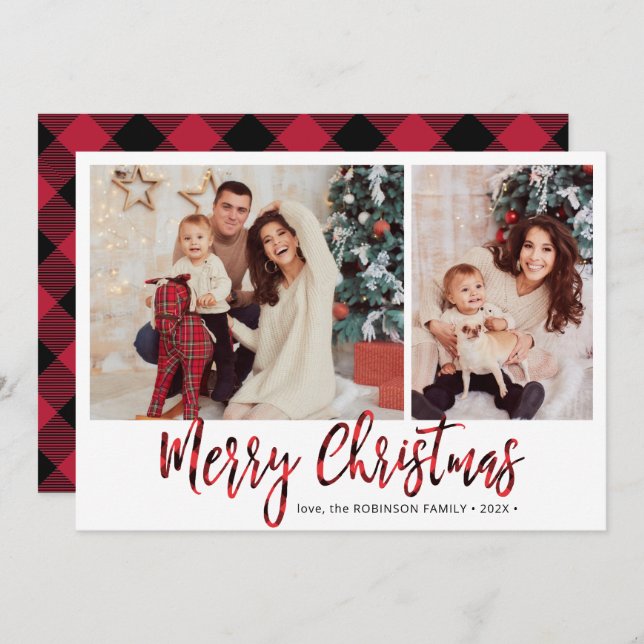 Red Buffalo Play 2 Photo Collage jul Julkort (Fram/baksida)