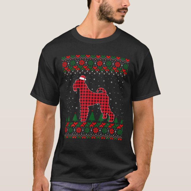 Red Buffalo Play Airedale Hund Ugly Julafton Famil T Shirt (Framsida)