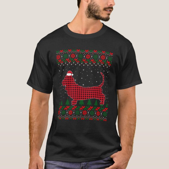 Red Buffalo Play Basset Hound Hund Ugly Julafton F T Shirt (Framsida)