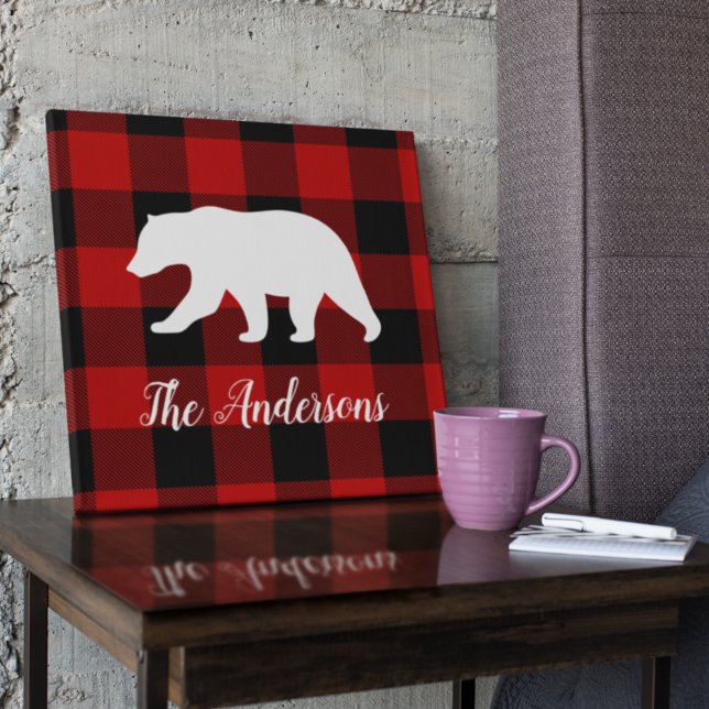 Red Buffalo Play & Bear | Namn Gift Canvastryck (Skapare uppladdad)