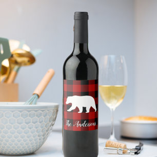 Red Buffalo Play & Bear   Namn Gift Vinflaska Etikett