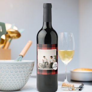 Red Buffalo Play Best Grandma Gift med foto Vinflaska Etikett
