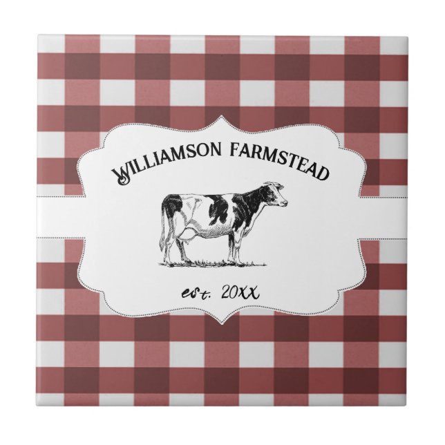 Red Buffalo Play Farm Cow Decorative Kakelplatta (Framsidan)