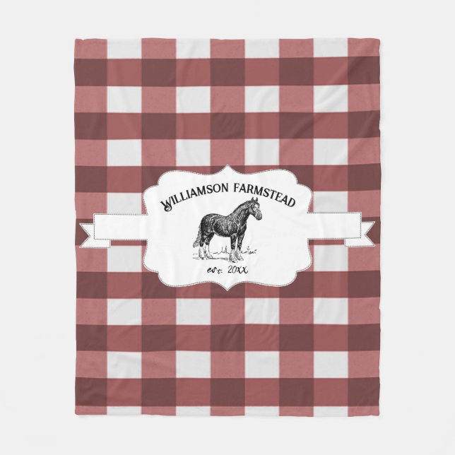 Red Buffalo Play Farm Horse Fleece Blanket (Framsidan)