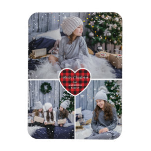 Red Buffalo Play Heart Snö Photo God jul Magnet