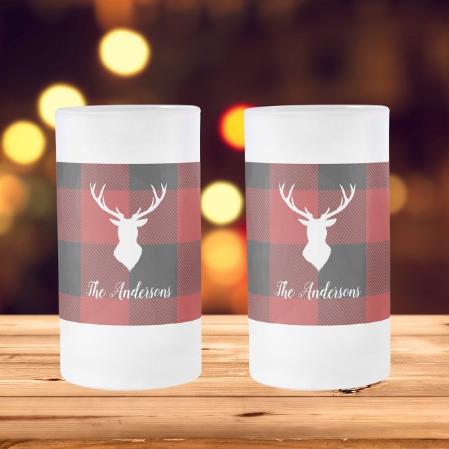 Red Buffalo Play & Hjort | Namn Gift Frostat Ölglas (Skapare uppladdad)